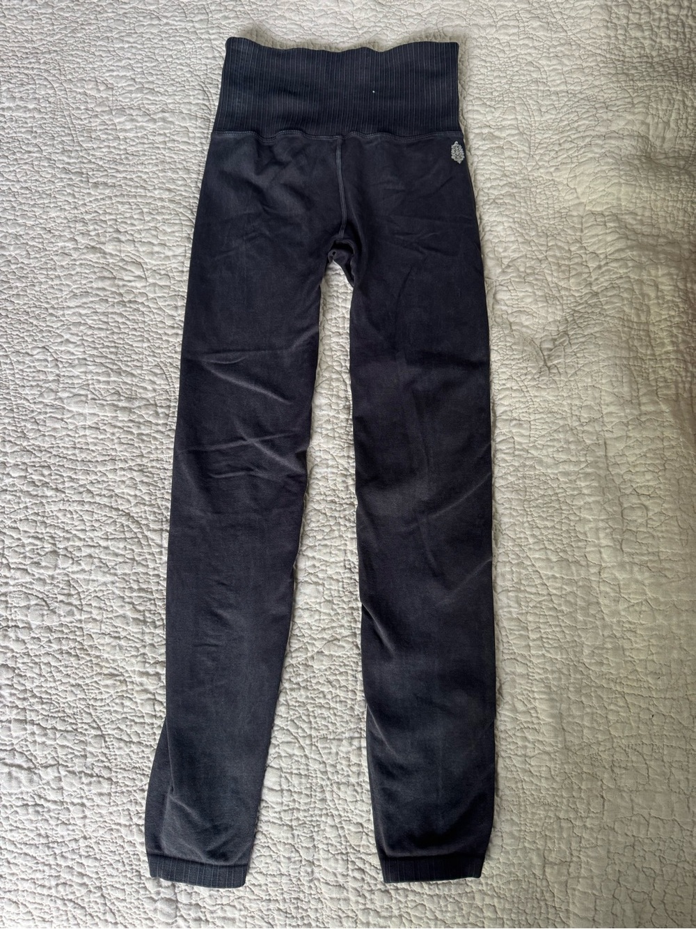 Free People Black High-Waist Leggings with Ribbed Waistband